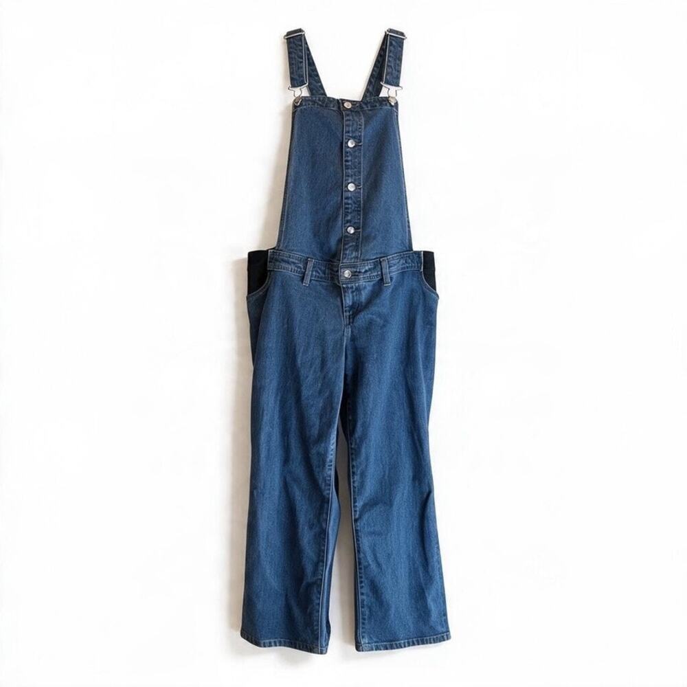 Isabel Maternity Ingrid & Isabel Womens 12 Wide Leg Denim Overalls Stretch Panel